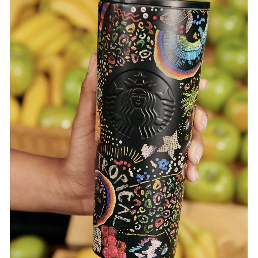 Starbucks x Farm Rio NWT Metal Hot or Cold Graffiti Floral Straw Tumbler 24oz